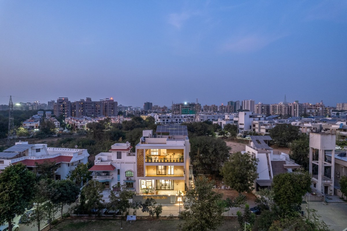 Aerial view of Frame House by UrbanNest Design Studio