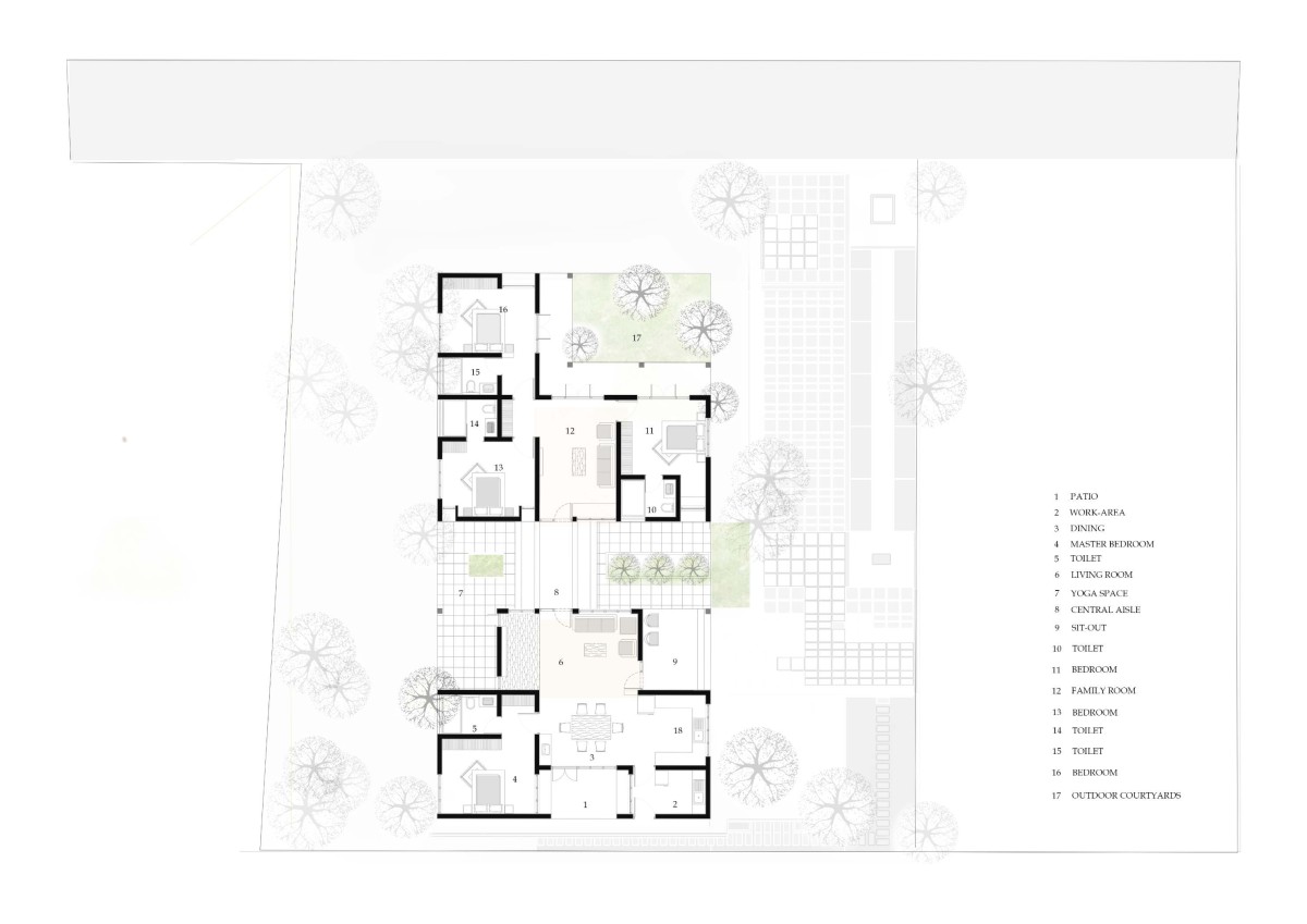 Site and floor plan of Inside-Out Residence by The Design Room