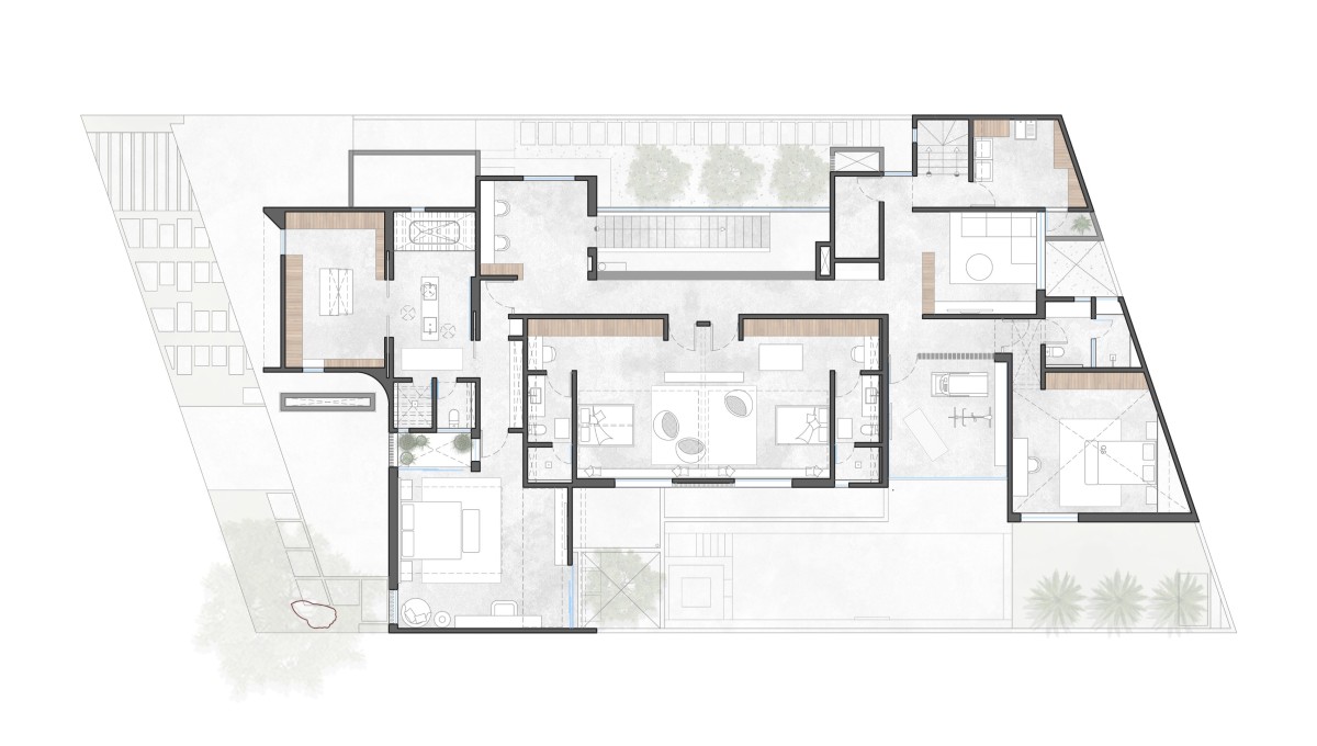 First floor plan of Casa Luna by Dionne Arquitectos