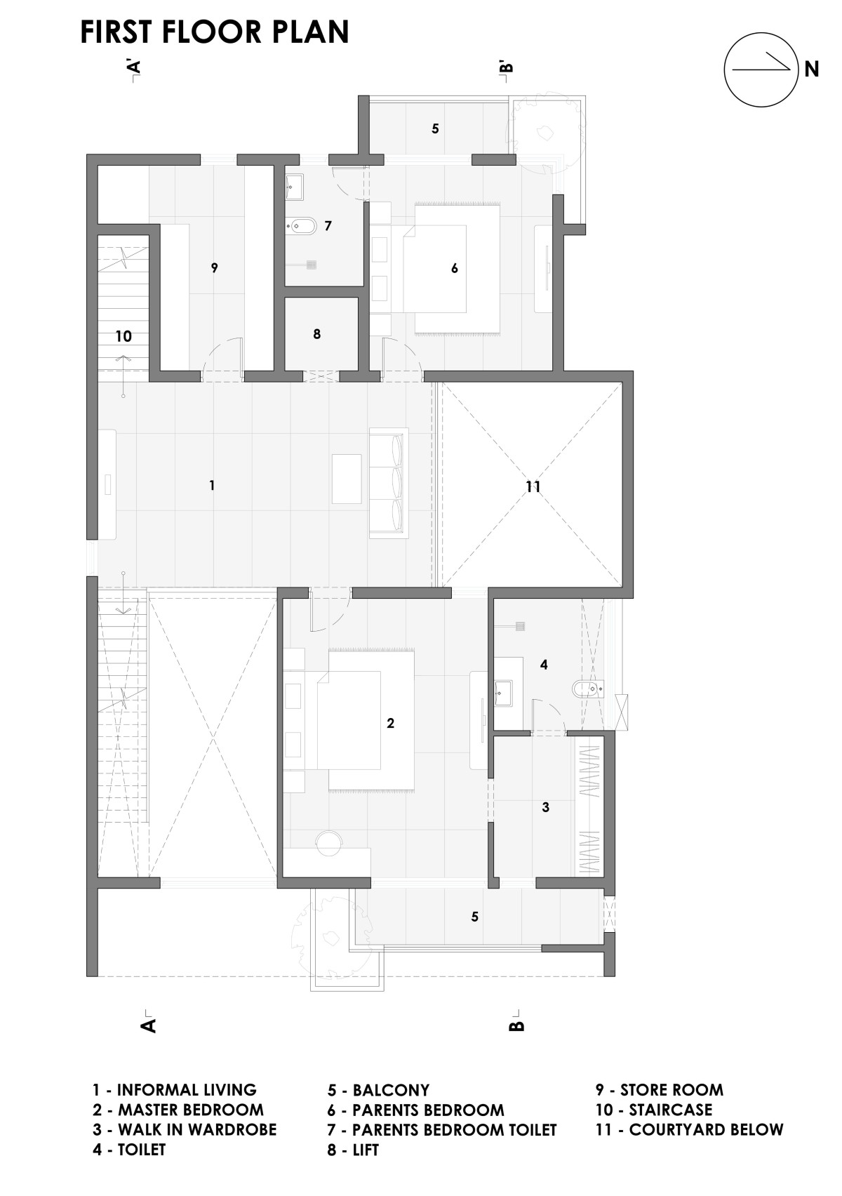 First floor plan of The House of Frames by Studio Riba