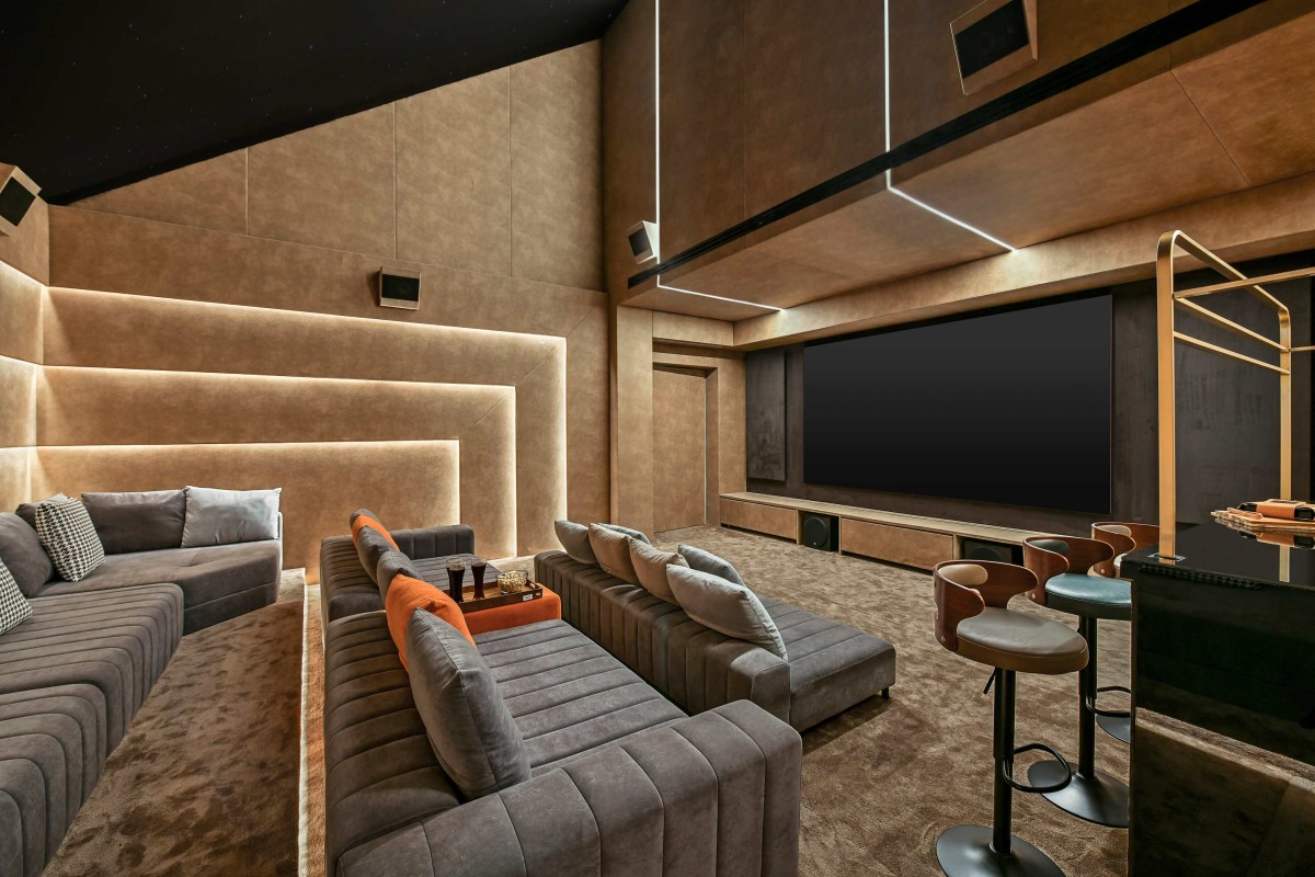 Home Theater of The Second Home_ Vapi Villa by Icon Projects Inspace Pvt Ltd