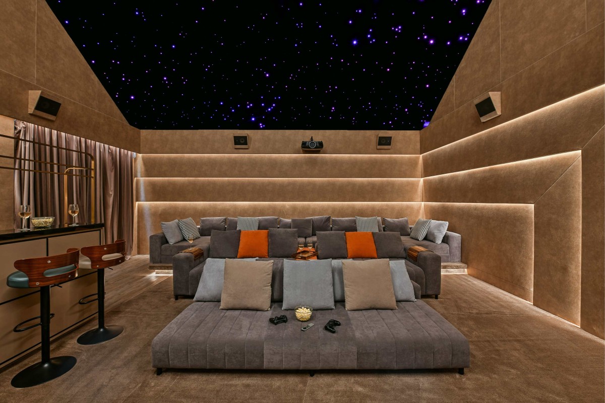 Home Theater of The Second Home_ Vapi Villa by Icon Projects Inspace Pvt Ltd