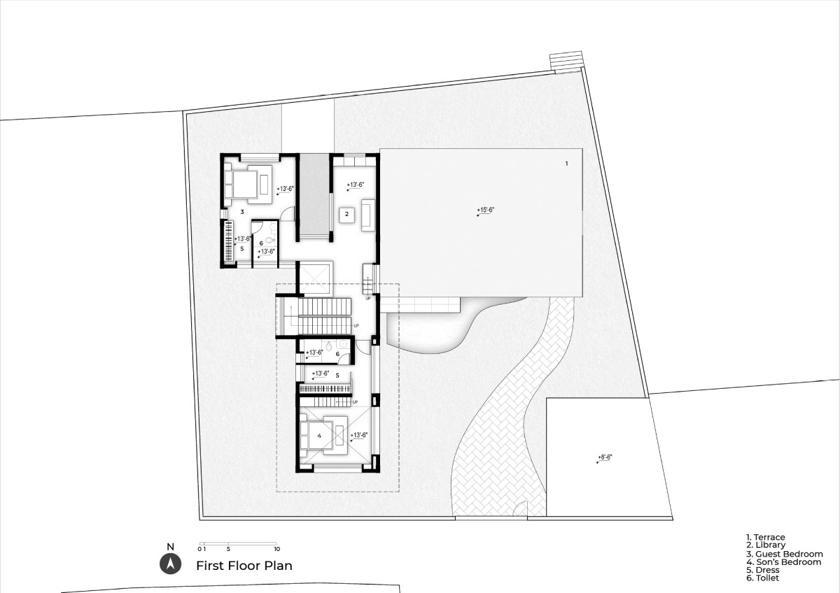 First floor plan of The Modern Pastoral House by Sudaiva Studio