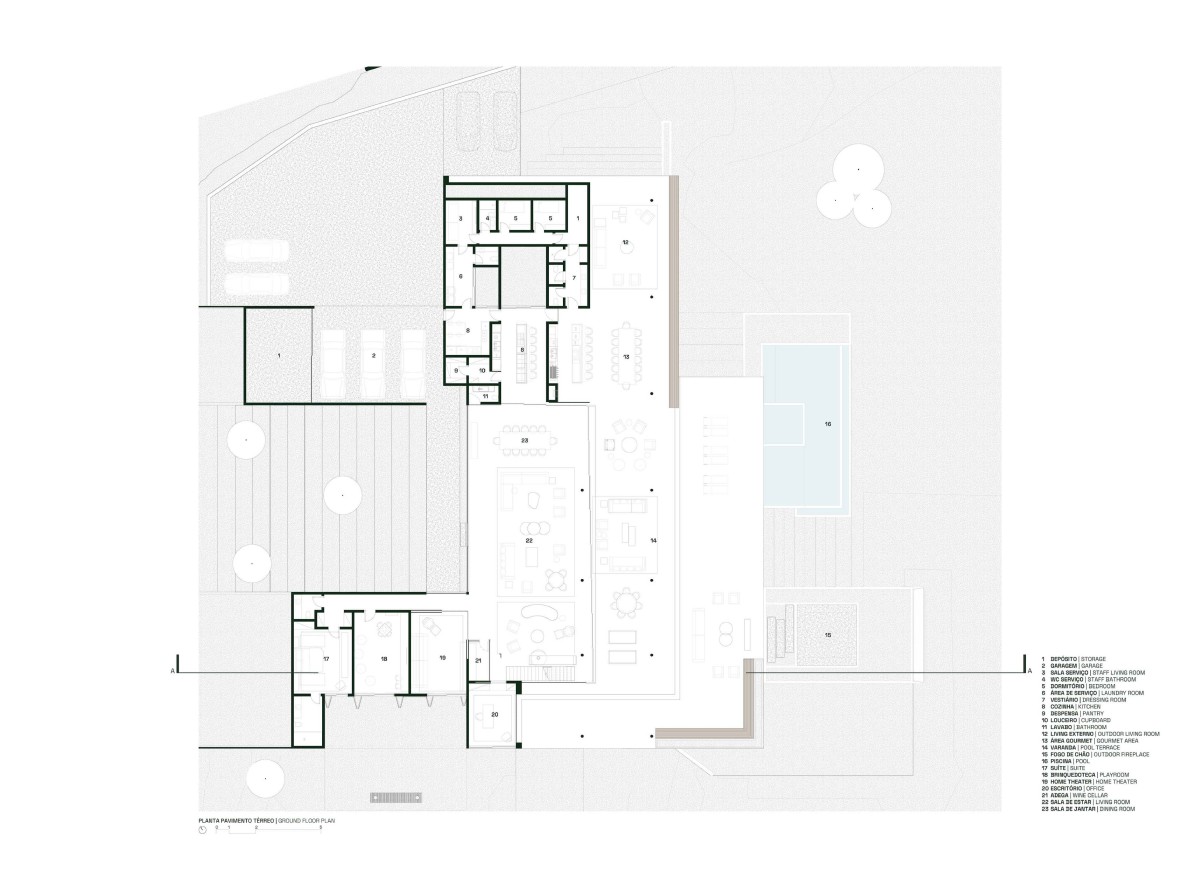 Ground floor plan of Valencia House by Padovani Arquitetos