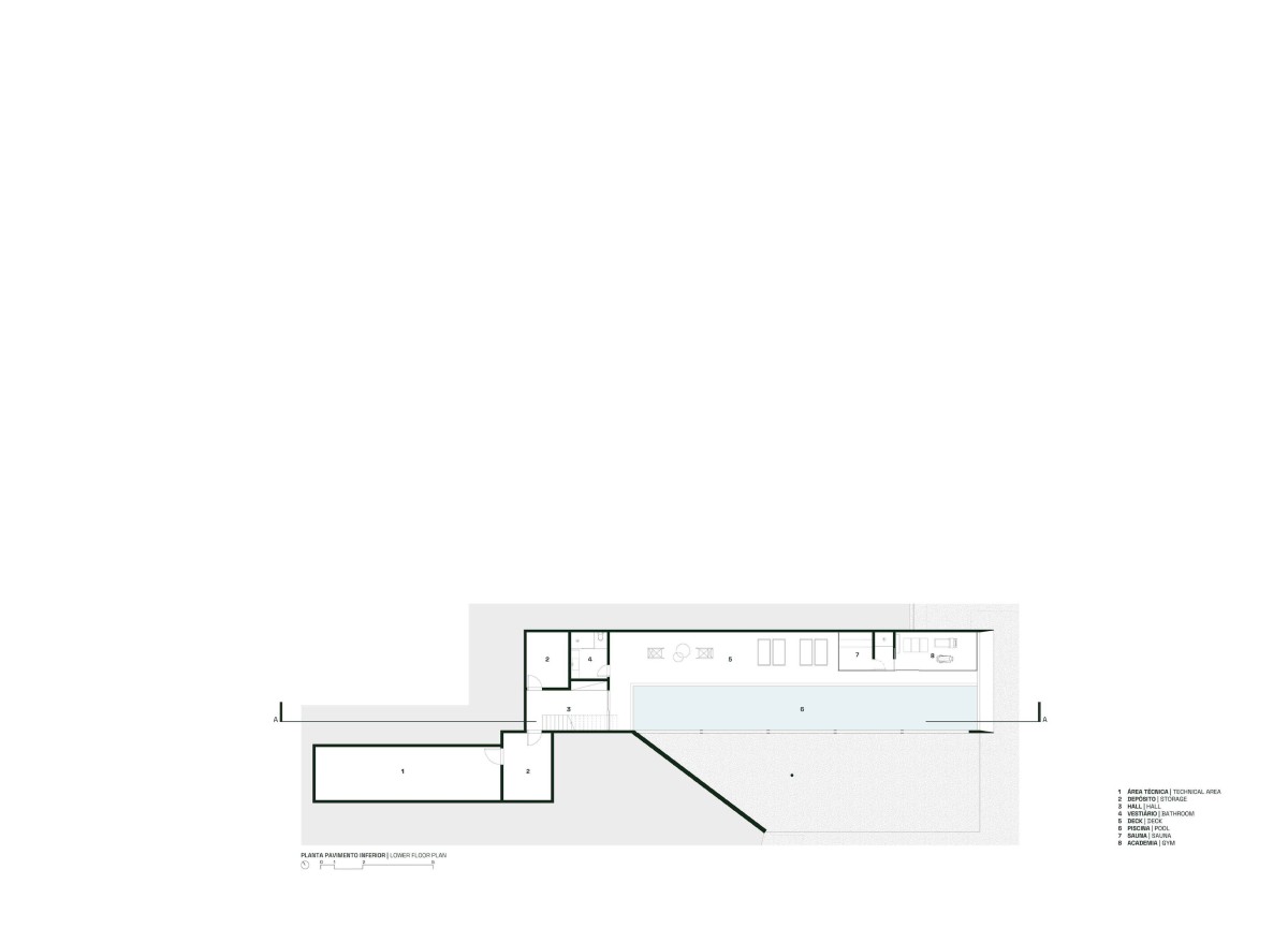 Lower floor plan of Valencia House by Padovani Arquitetos