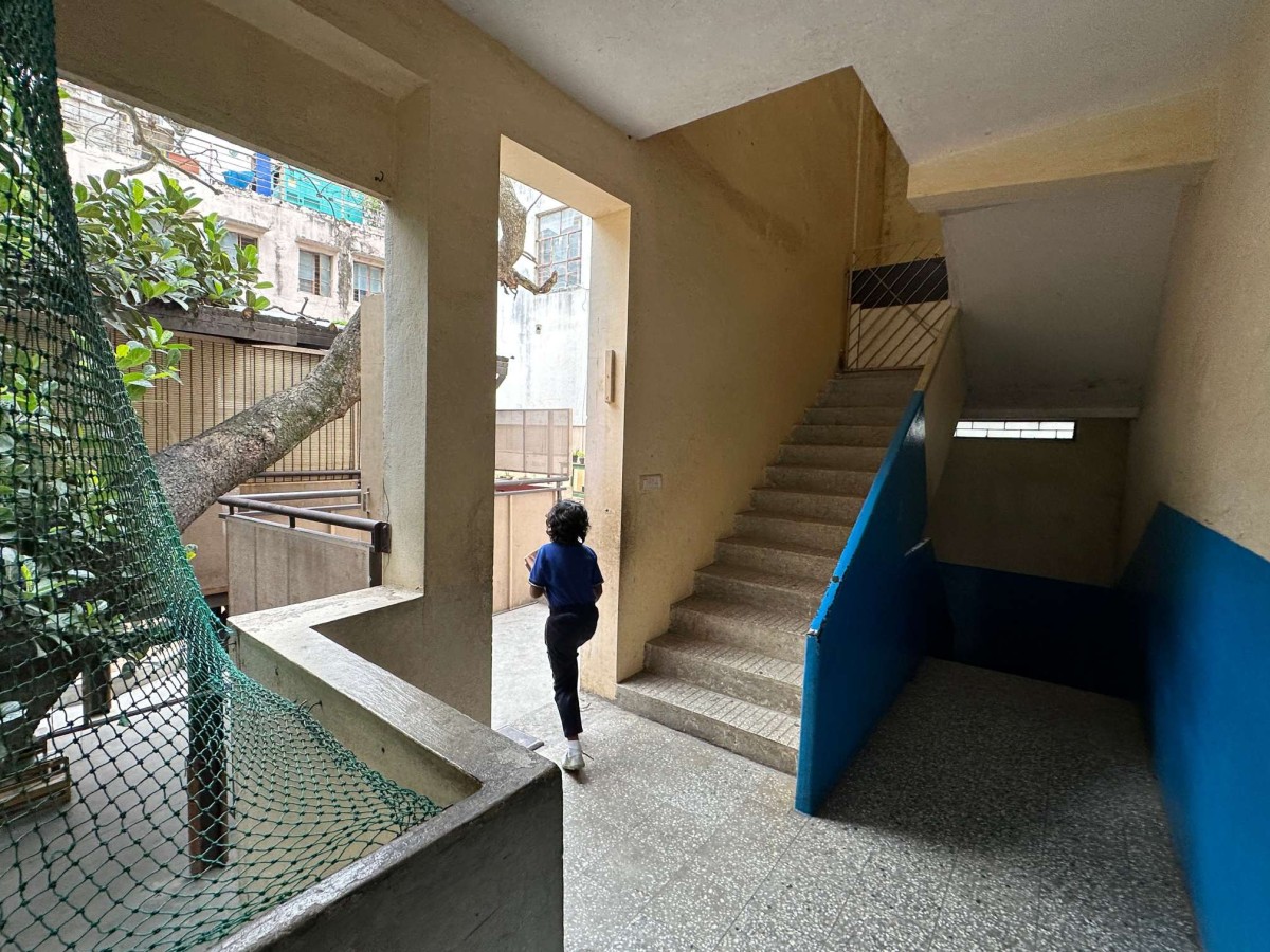 Staircase of RBANMS School by Mathew and Ghosh Architects