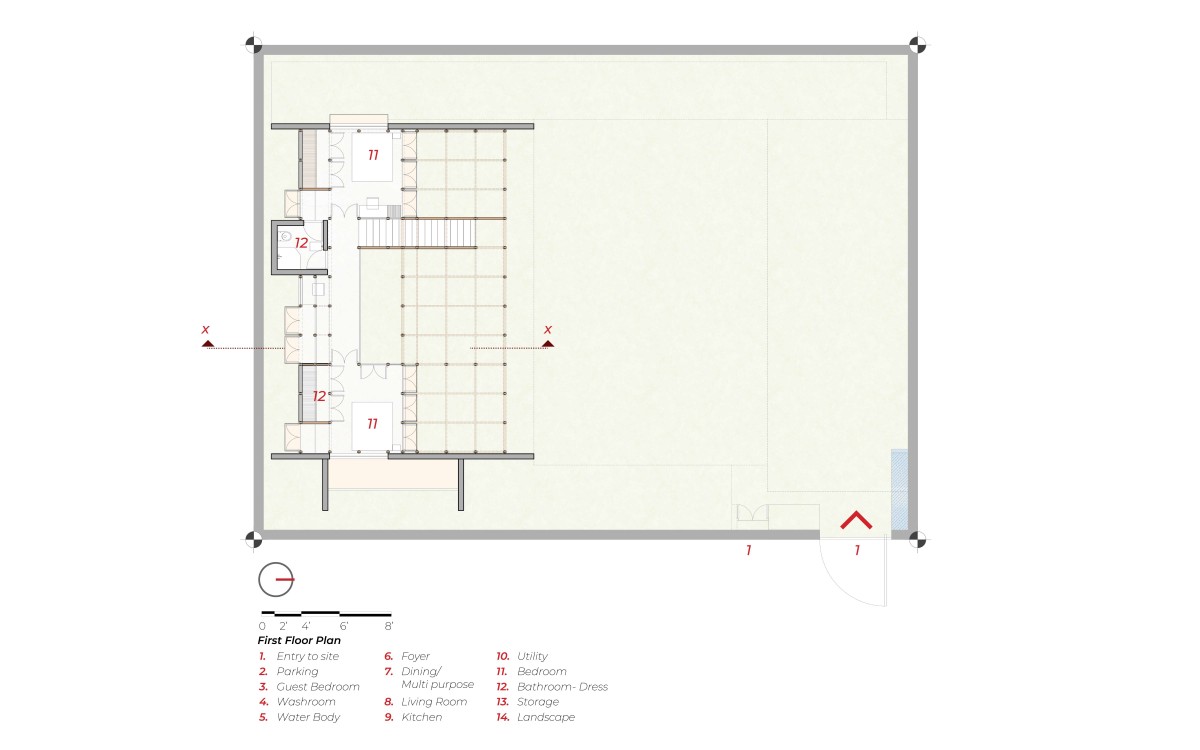 Terrace floor plan of Pott House by Kiron Cheerla Architecture Design