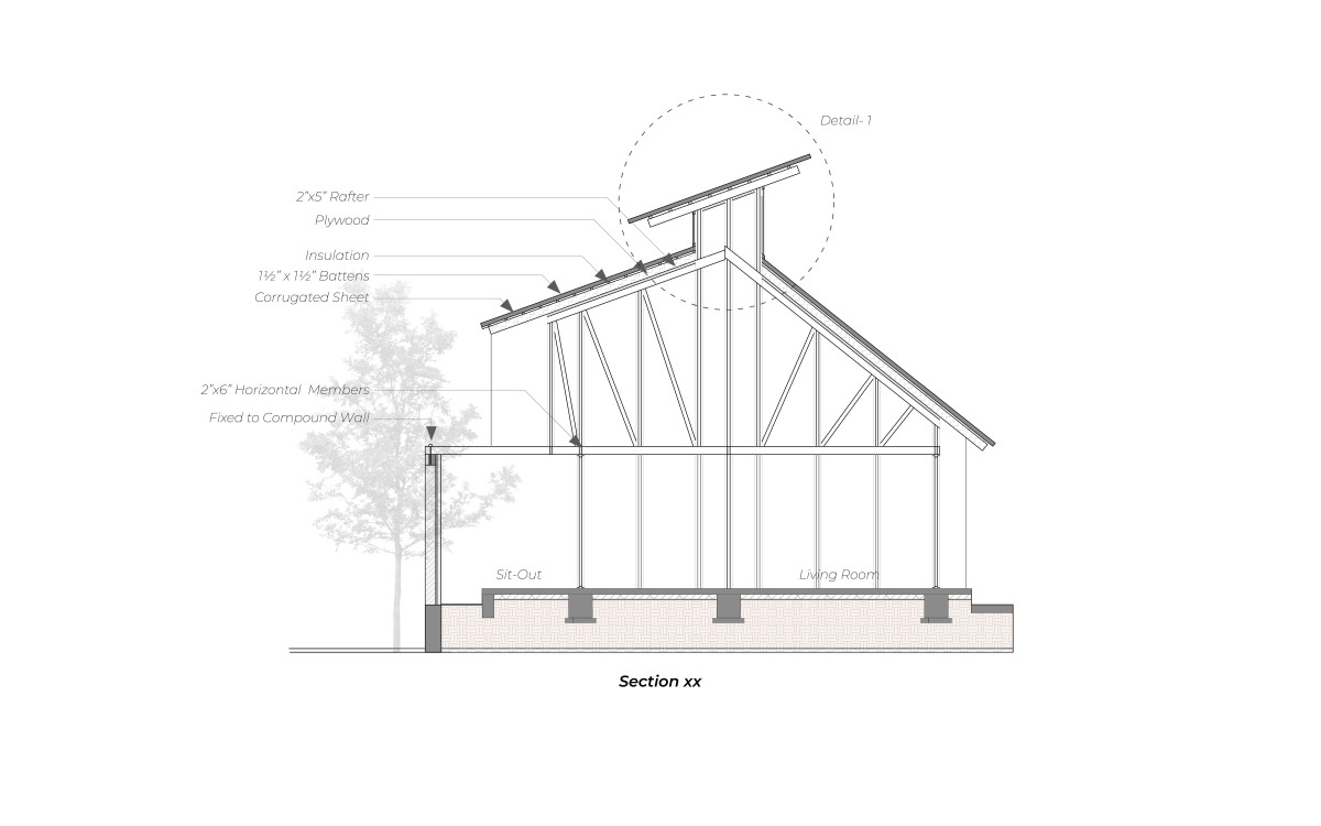 Section of Pott House by Kiron Cheerla Architecture Design