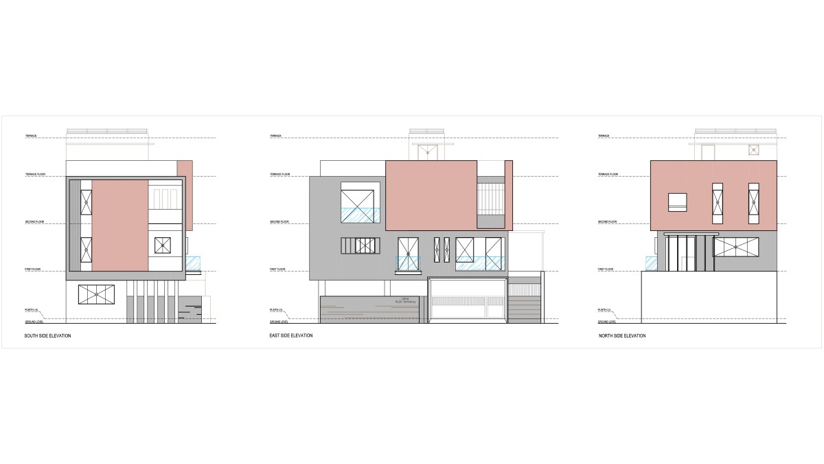 Elevations of Osho House by Dinterplay Architects