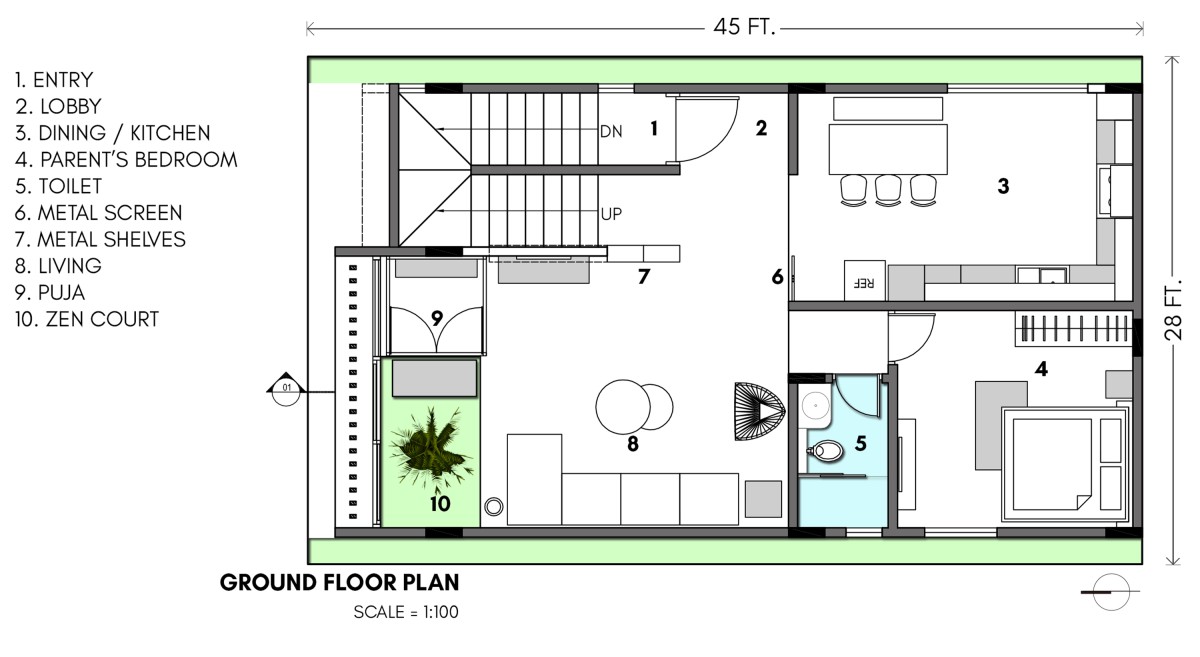 First floor plan of Not So Big House by Sudaiva Studio