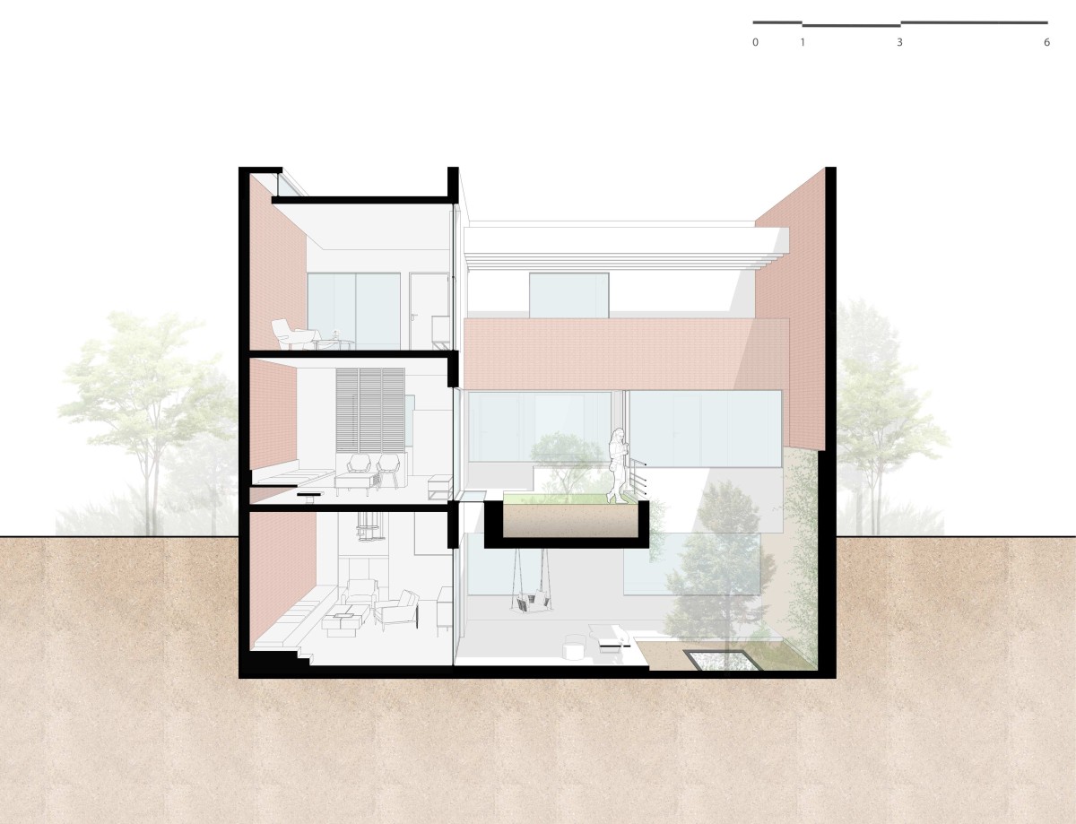 Section AA of Cascading Terraces by Arch.Lab