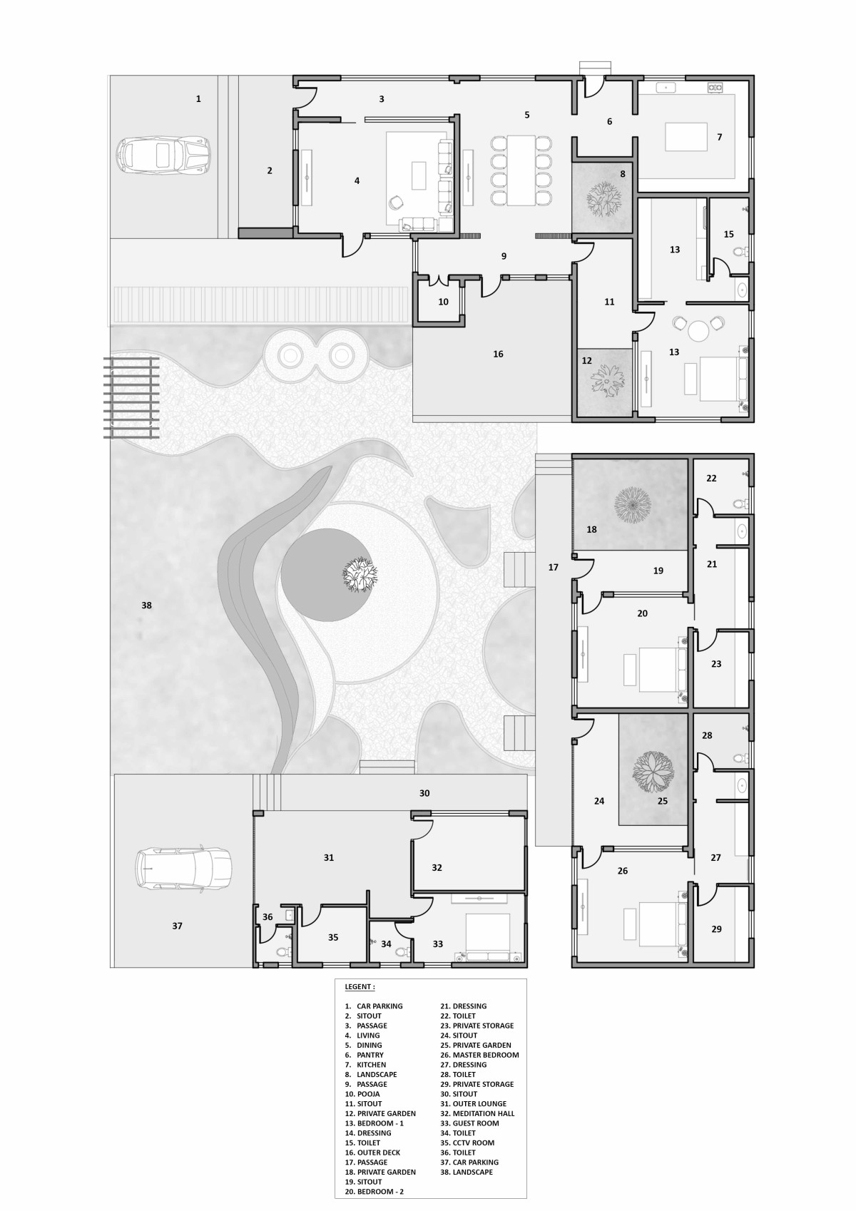 Plan of The House of Nature Retreat by VP Design Studio