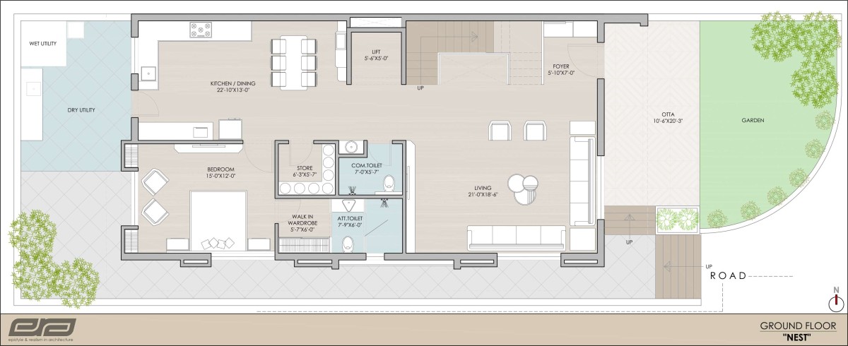 Ground floor plan of Nest by Era Architect & Associates