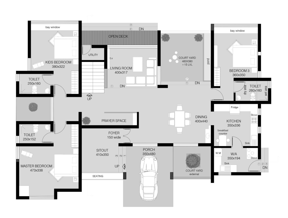 Ground Floor Plan of Tete a Tete by Nestcraft Architecture