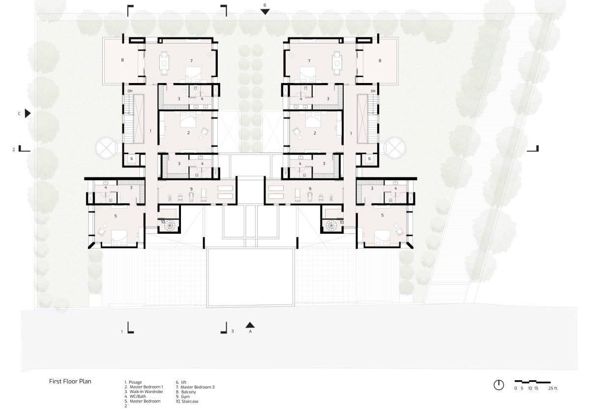 First Floor Plan of K & Y Residences by Groundwork Architecture