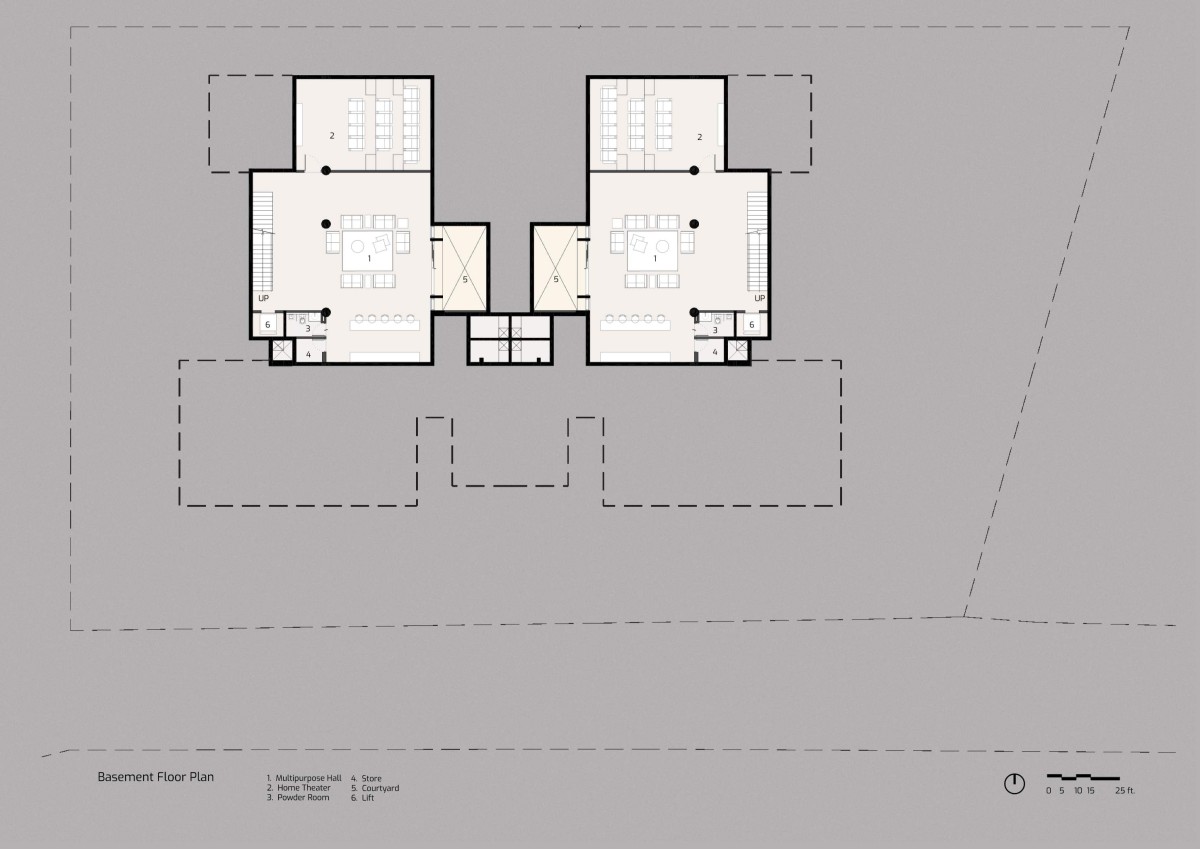 Basement Plan of K & Y Residences by Groundwork Architecture