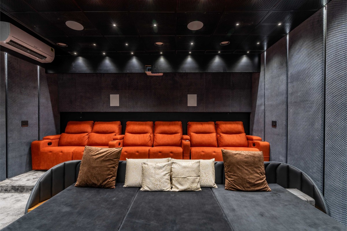 Home Theater of Dr. Dharmesh Darji Villa by Vihar Fadia Architects