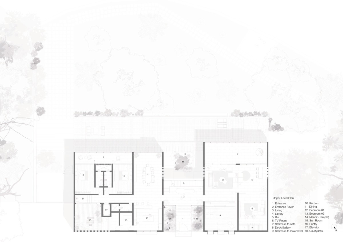 Upper leverl plan of House by the Lake by Kaviar Collaborative