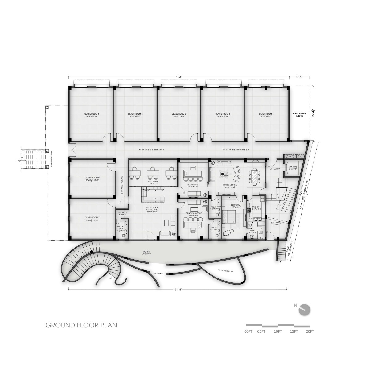 Ground floor plan of Doaba Public School by Studio Ardete