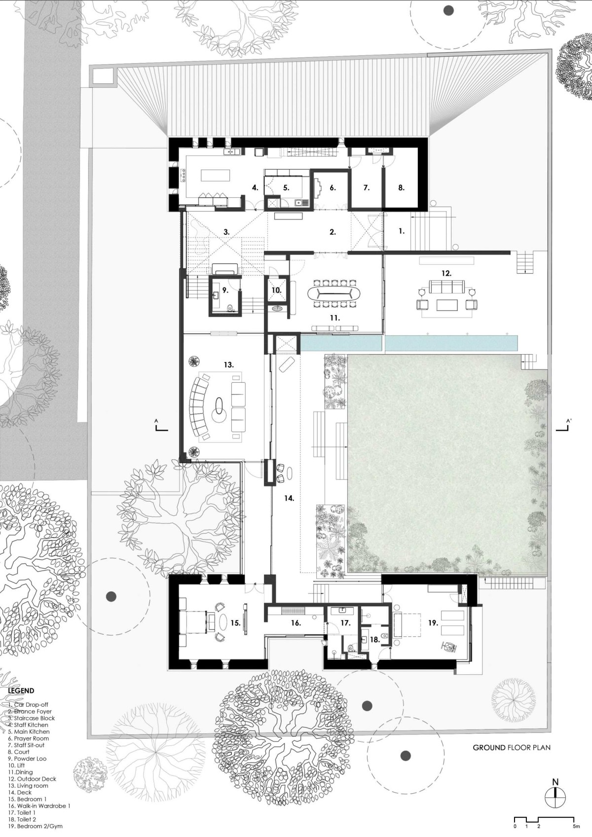 Ground Floor Plan of Black Bastion House by SPASM Design Architects