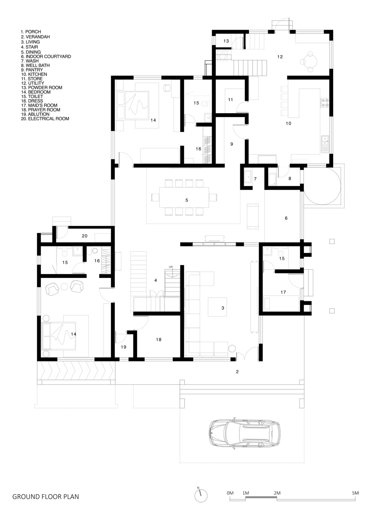 Ground floor plan of C K House by Yugen Architecture