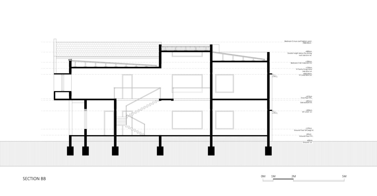 Section BB of C K House by Yugen Architecture