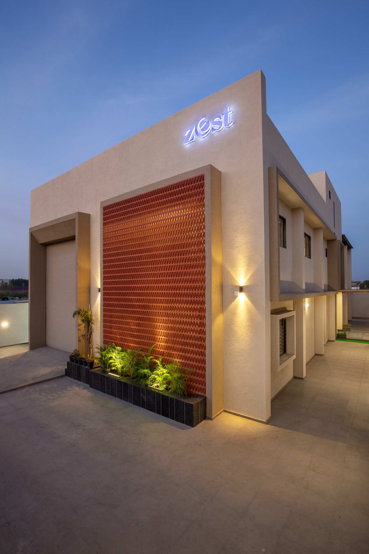 Dusk light exterior view of Zest Marine Services Pvt. Ltd. by Studio Archaic