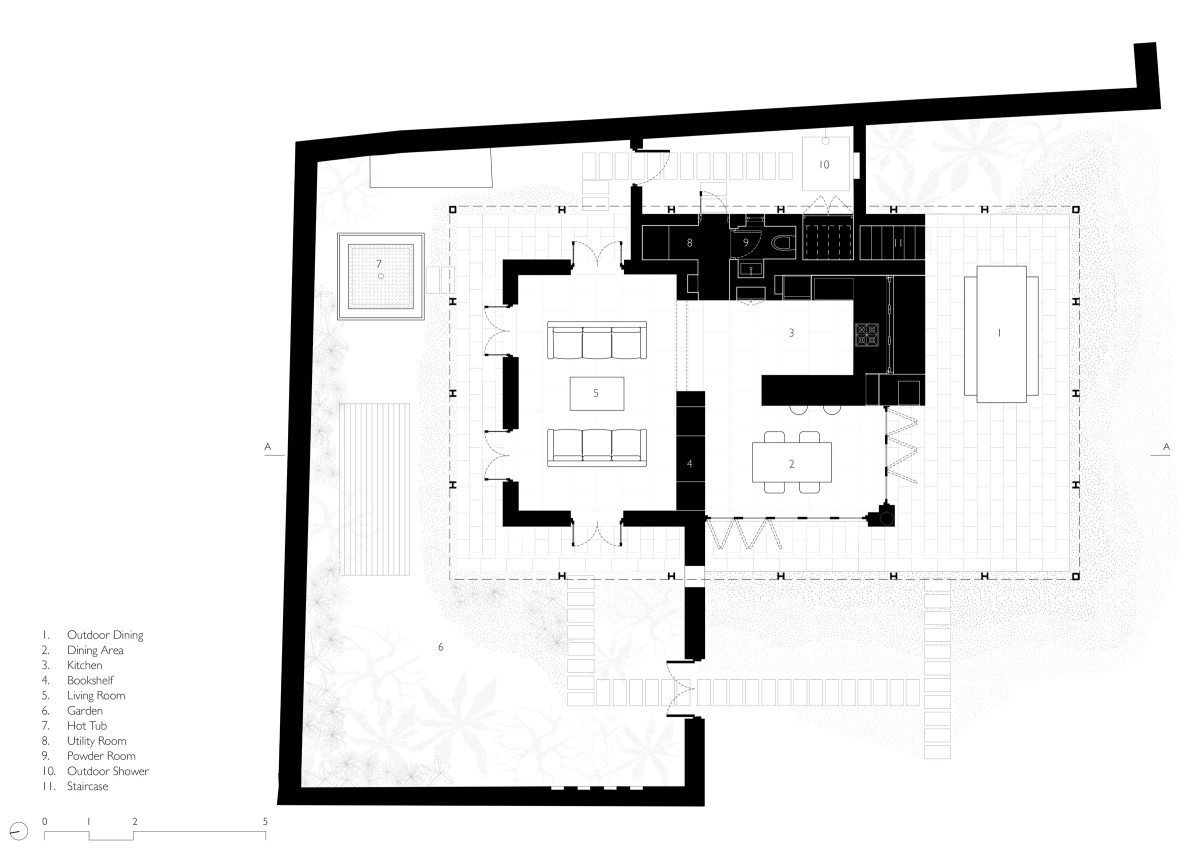 Ground floor plan of House in the Palms by Architecture BRIO