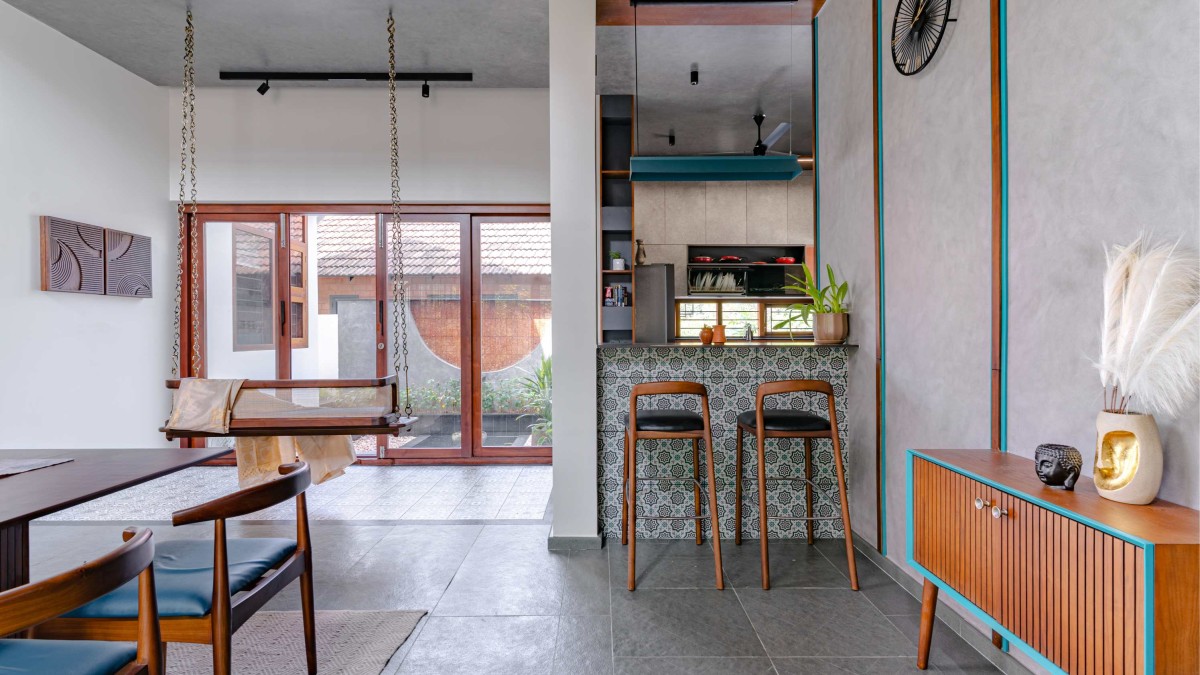 Dining to kitchen view of Dhvani by Bani Architects