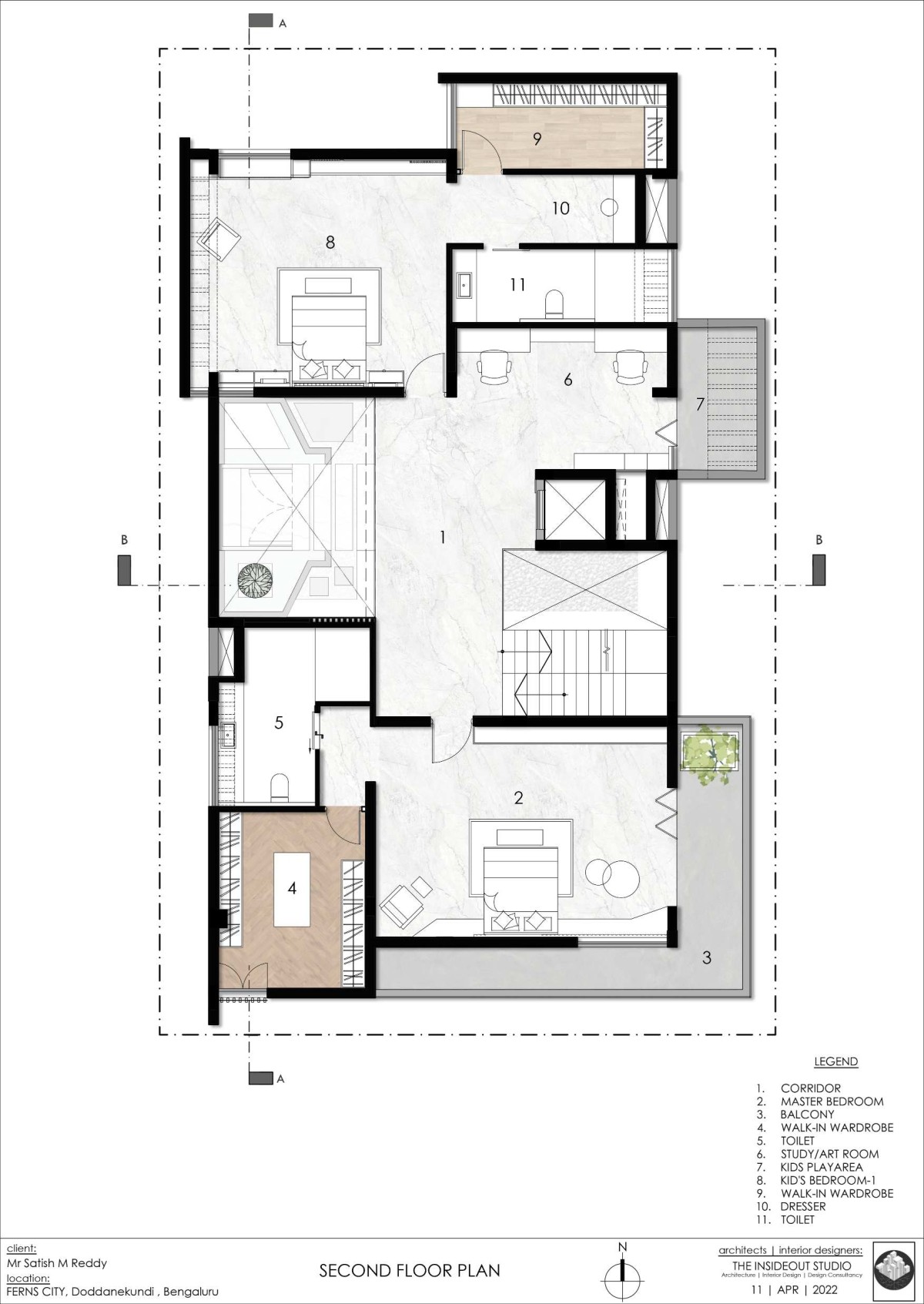 Second Floor Plan of S145 House by The InsideOut Studio