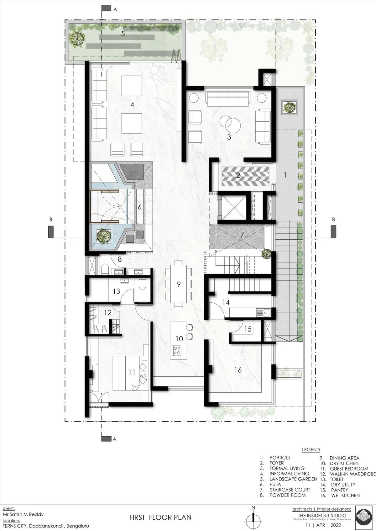 First Floor Plan of S145 House by The InsideOut Studio