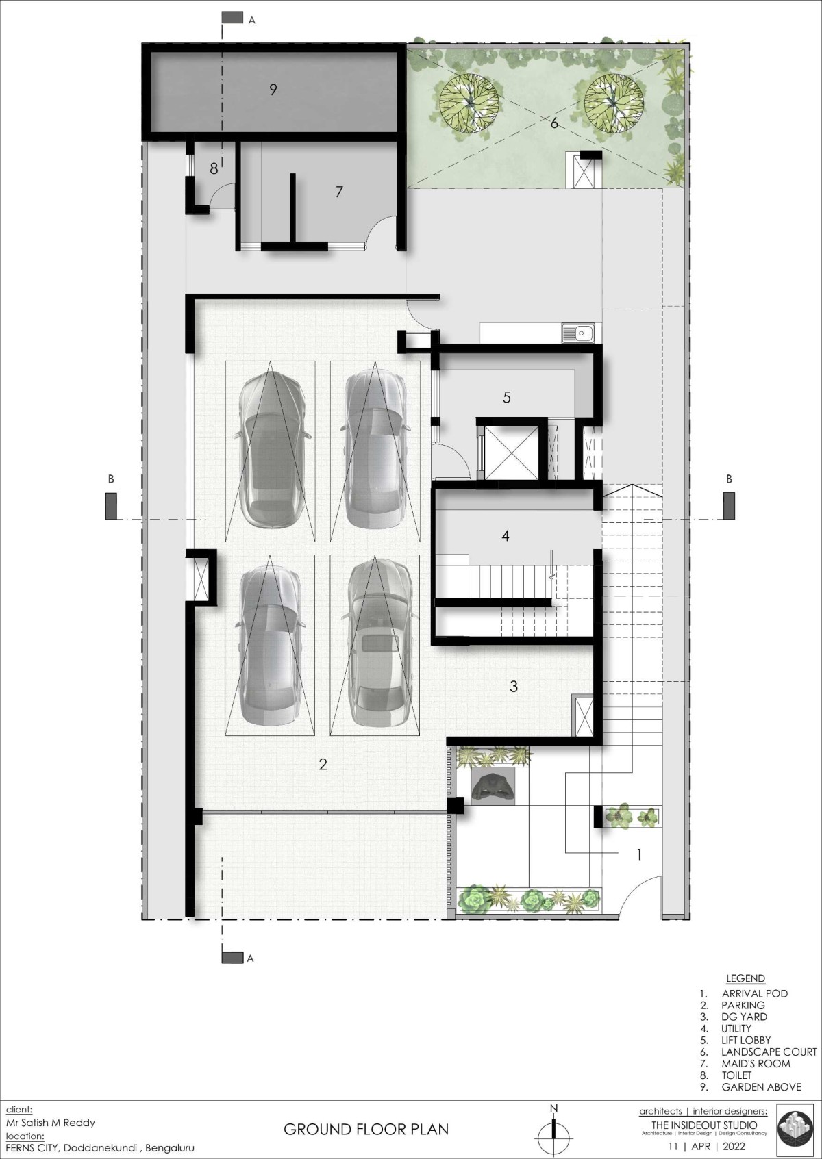 Ground Floor Plan of S145 House by The InsideOut Studio