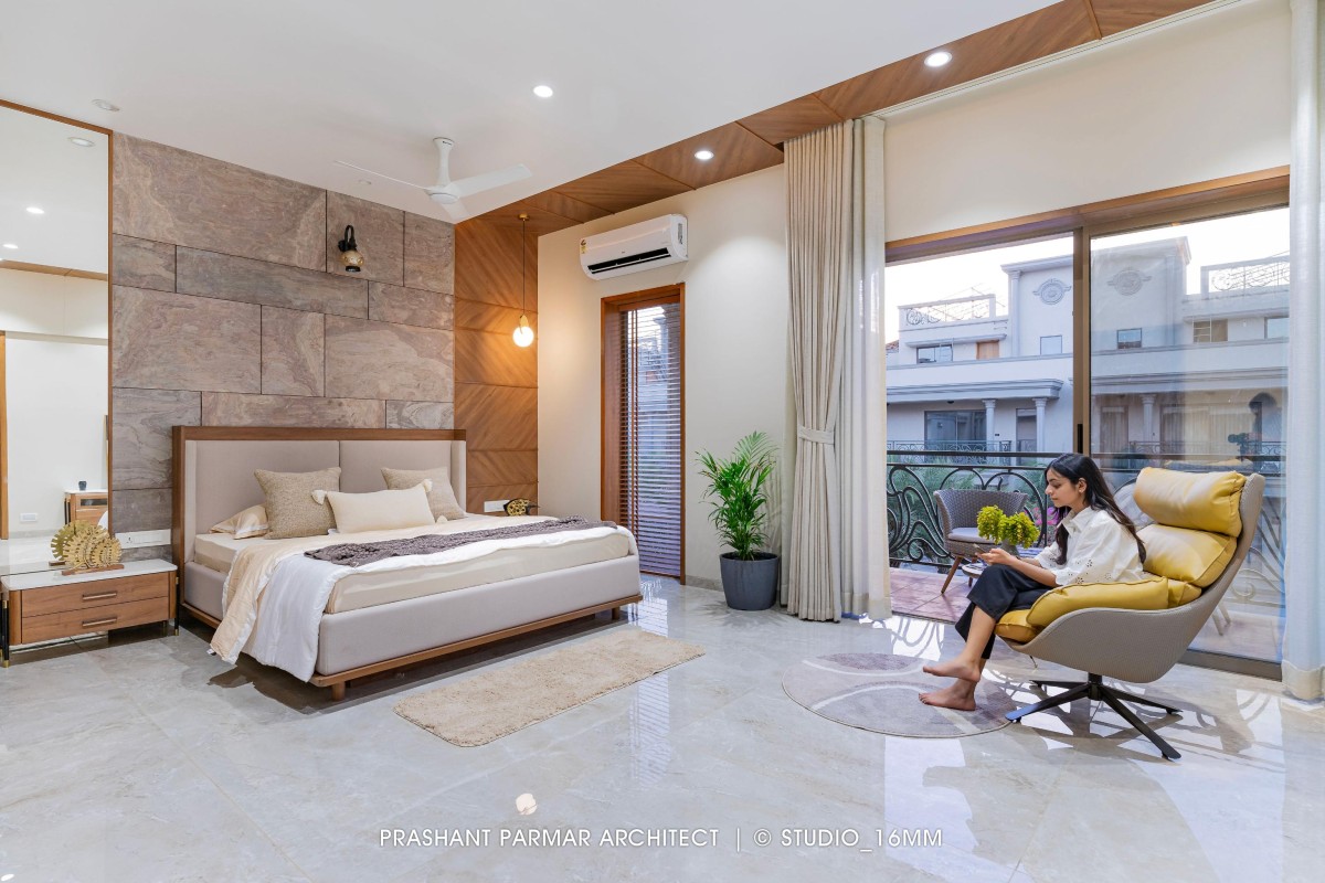 Master Bedroom of 4 BHK Timeless Elegance at Saamarth City by Prashant Parmar Architect