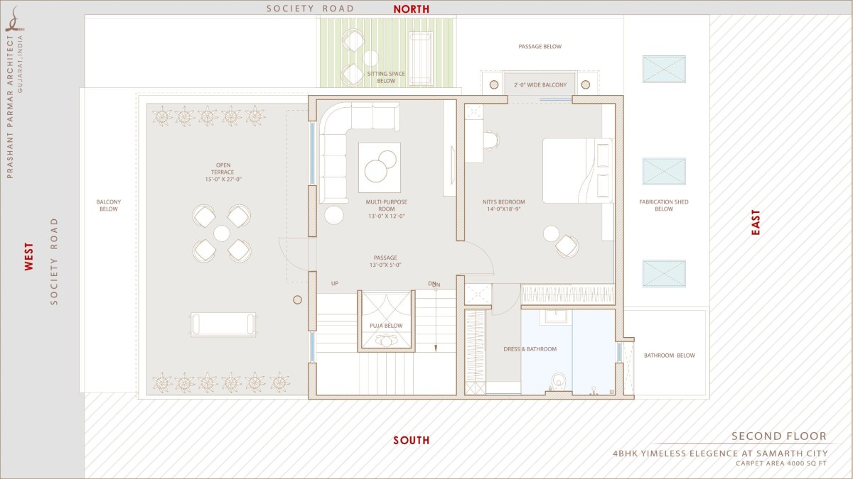 Second Floor Plan of 4 BHK Timeless Elegance at Saamarth City by Prashant Parmar Architect