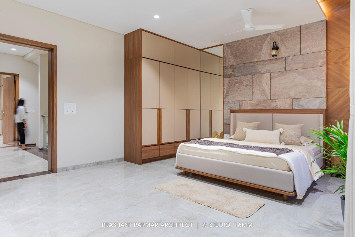 Master Bedroom of 4 BHK Timeless Elegance at Saamarth City by Prashant Parmar Architect