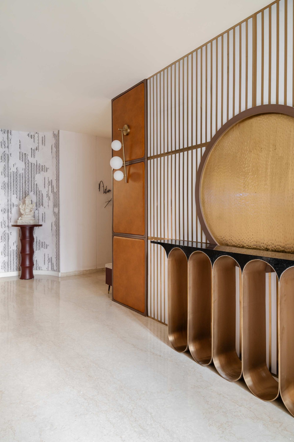 Foyer of The Crimson Paradise by Storey Tellers Design Studio