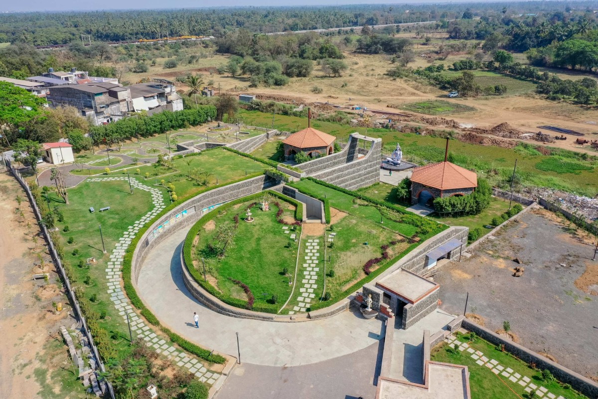 Aerial view of Udan Crematorium by d6thD Design Studio