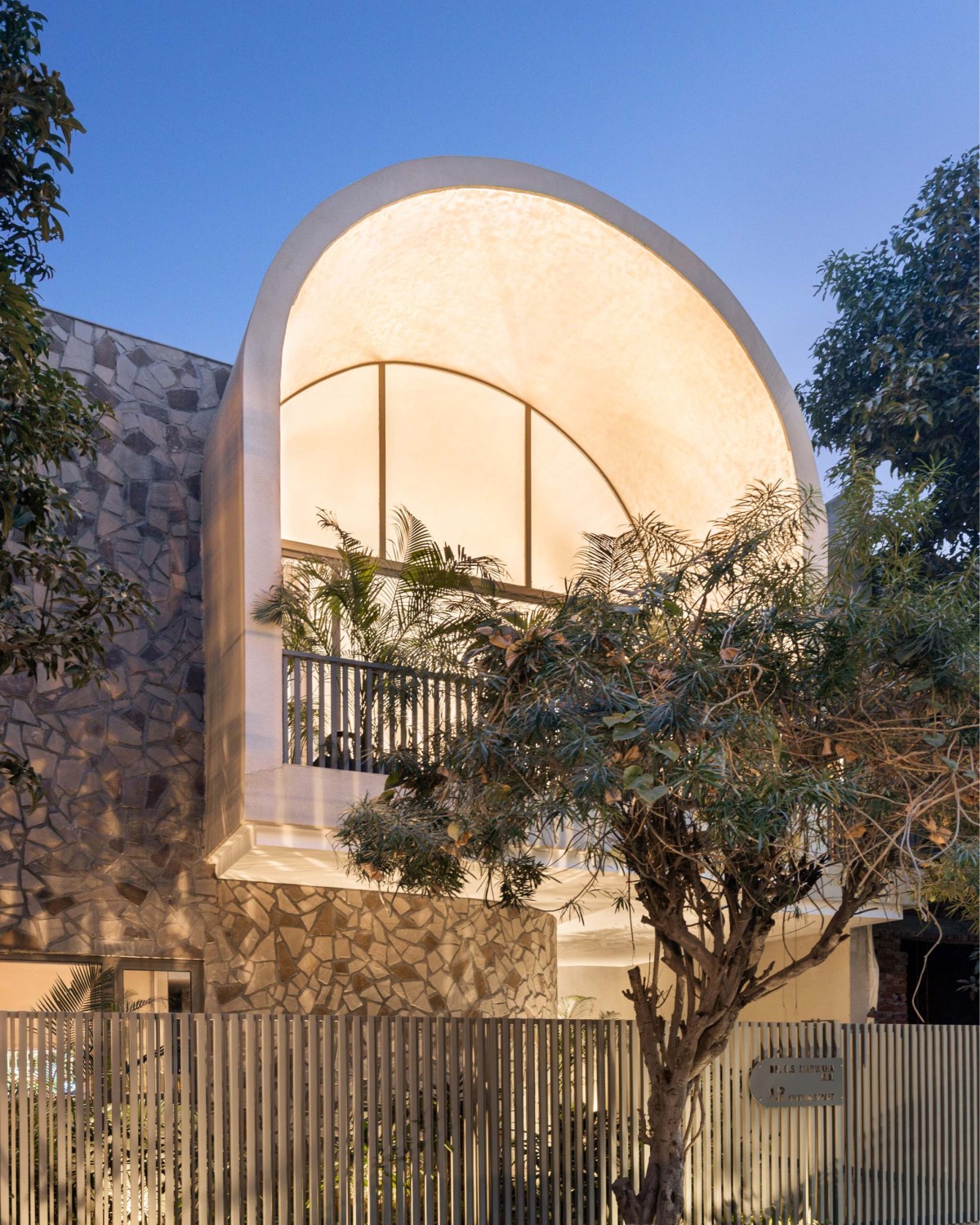 Dusk light exterior view of Vault House by Sifti Design Studio