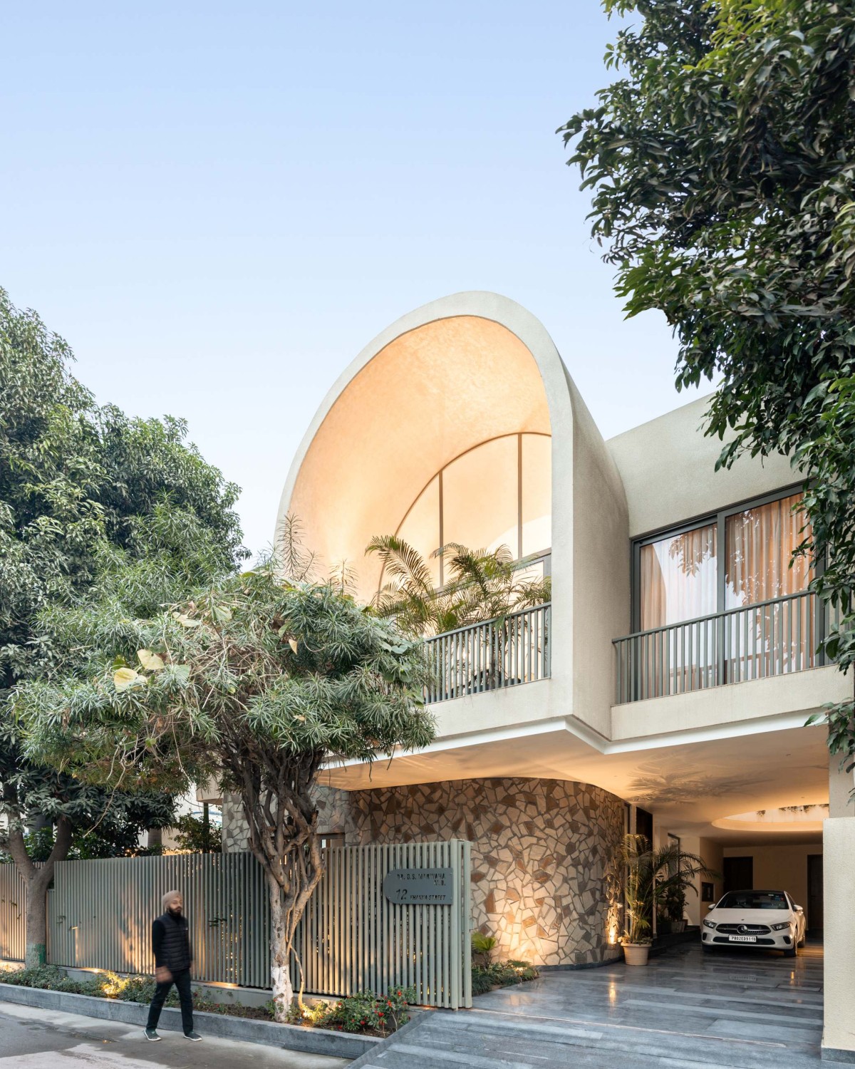 Dusk light exterior view of Vault House by Sifti Design Studio