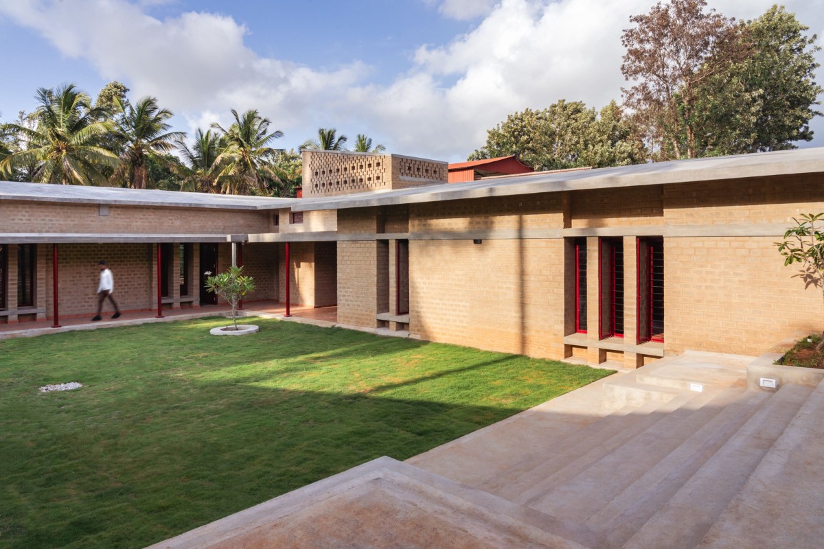 Courtyard of Organic Research & Training Centre by Sejpal & Raje Architects