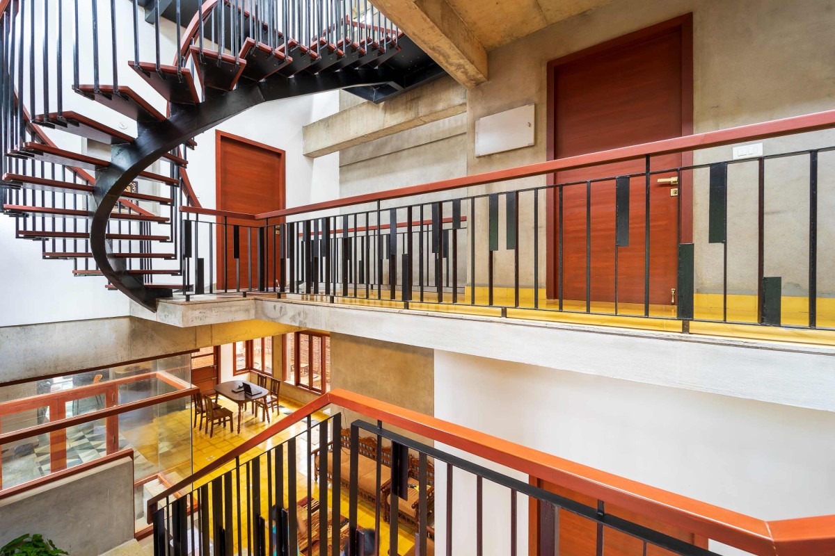 View from staircase of Aadaleesan Residence by Murali Architects