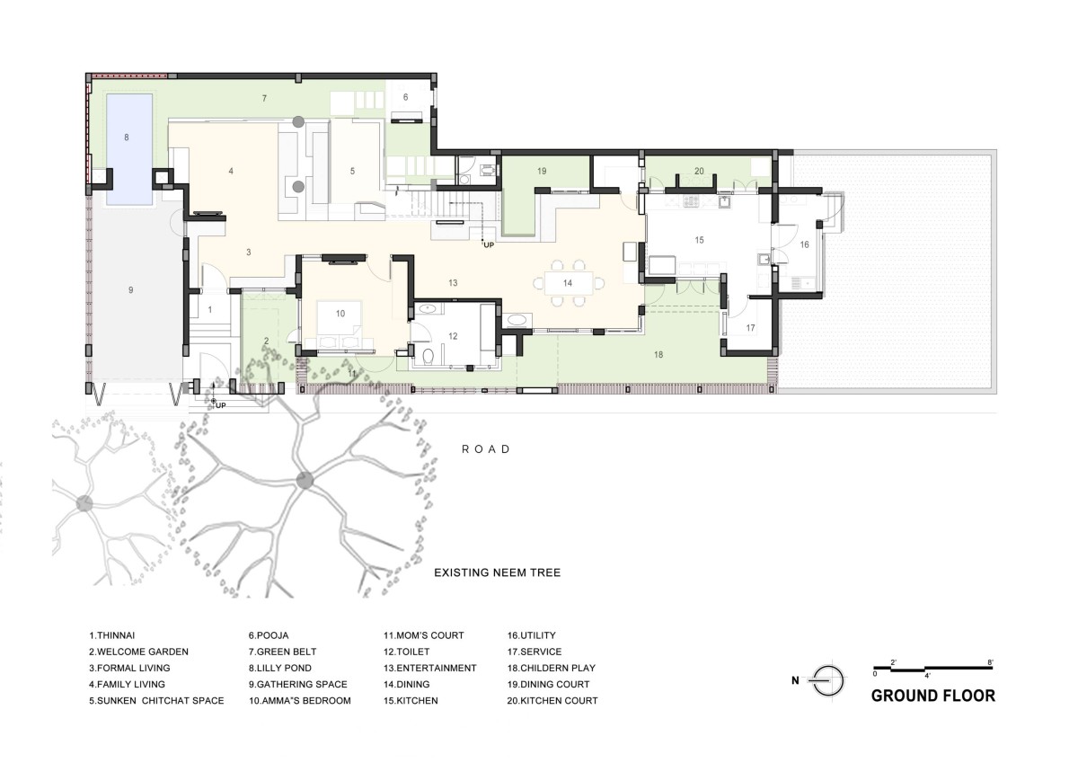 Ground Floor Plan of Aadaleesan Residence by Murali Architects