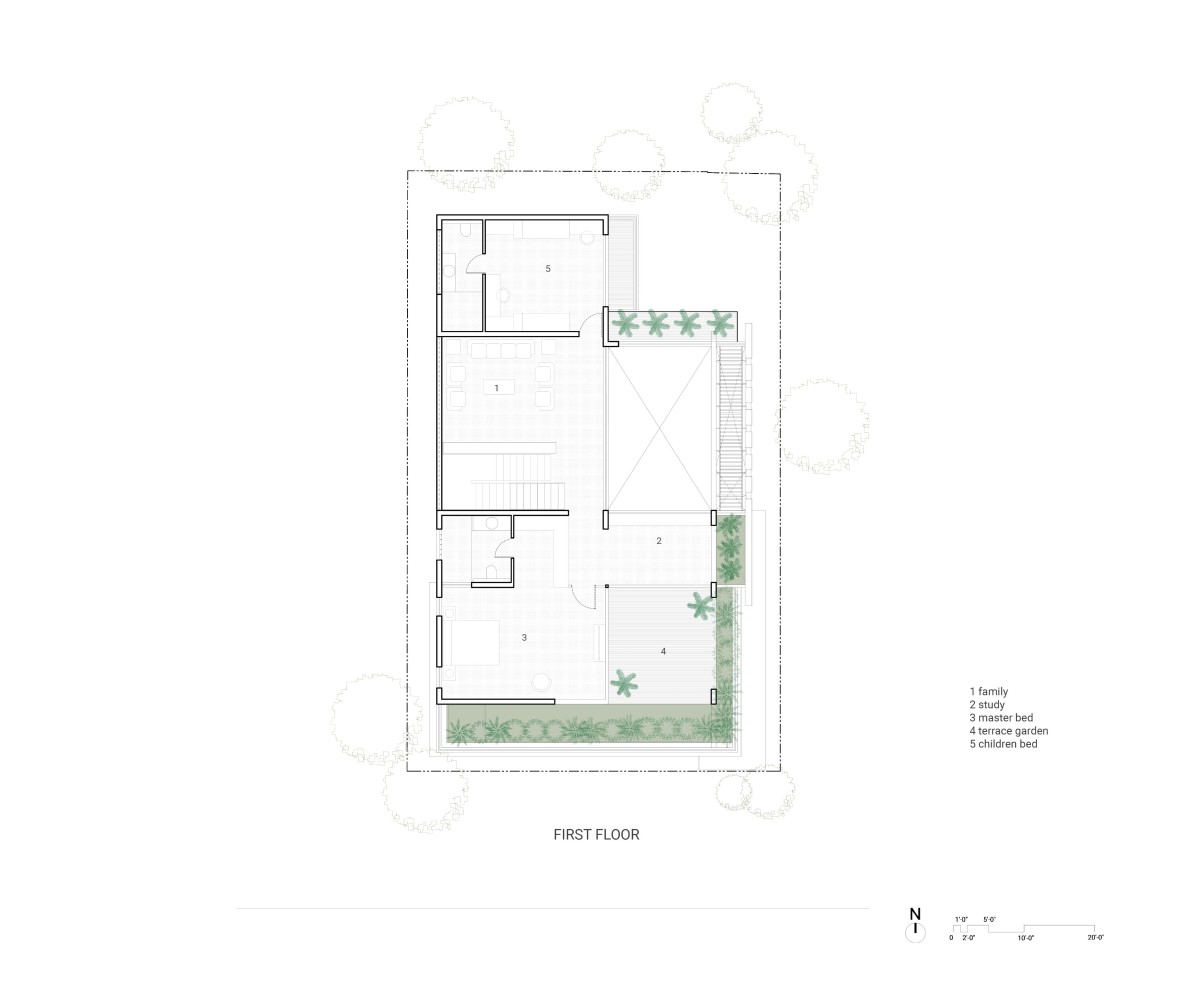 First floor plan of House of Greens by 4site Architects