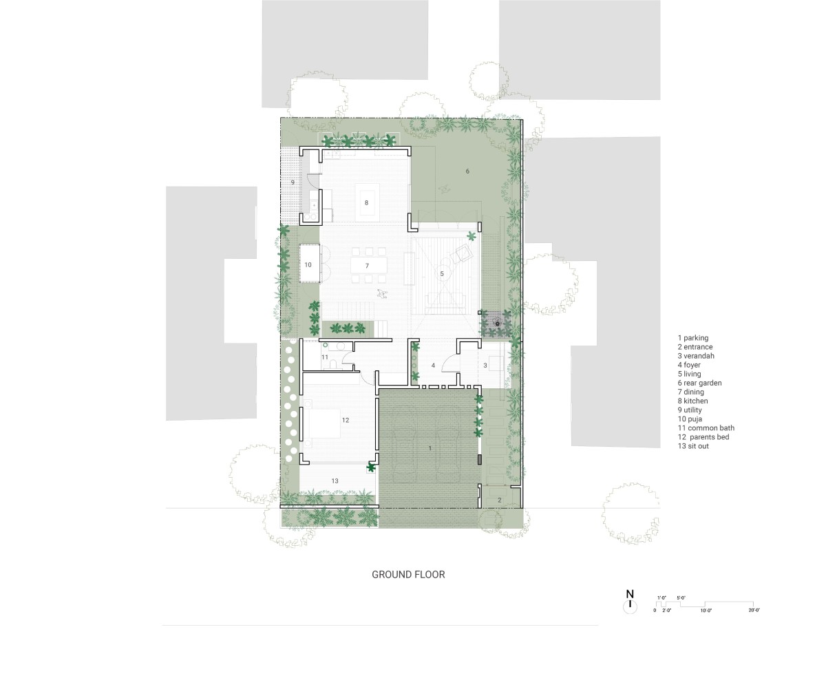 Ground floor plan of House of Greens by 4site Architects