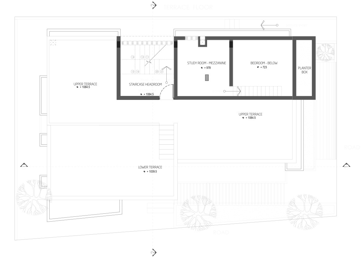 Terrace floor plan of The CoTerrace floor plan of The Corner House by Bodhi Design Studiorner House by Bodhi Design Studio