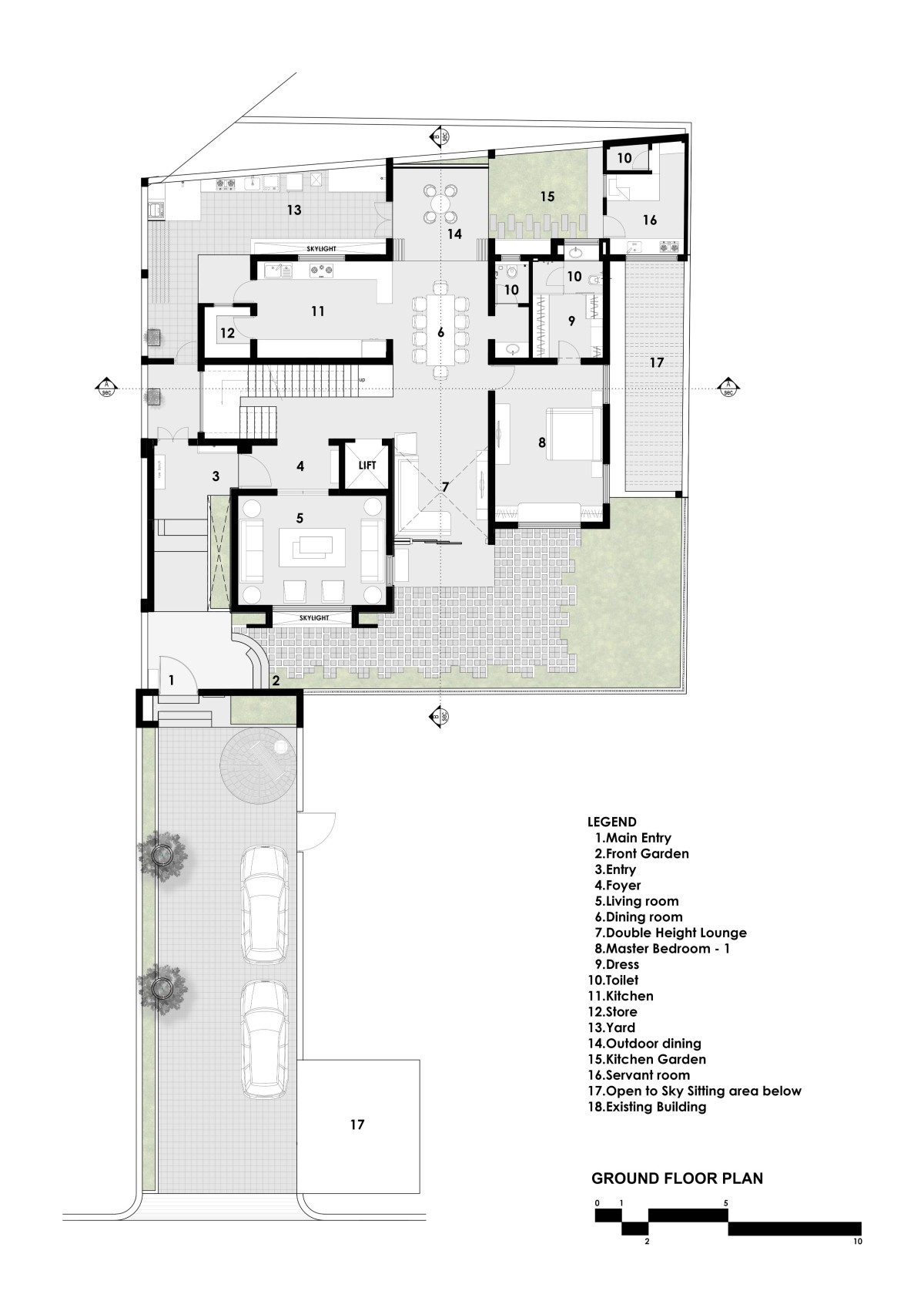 Ground Floor Plan of Jain Residence by Associated Architects (i) Pvt. Ltd.