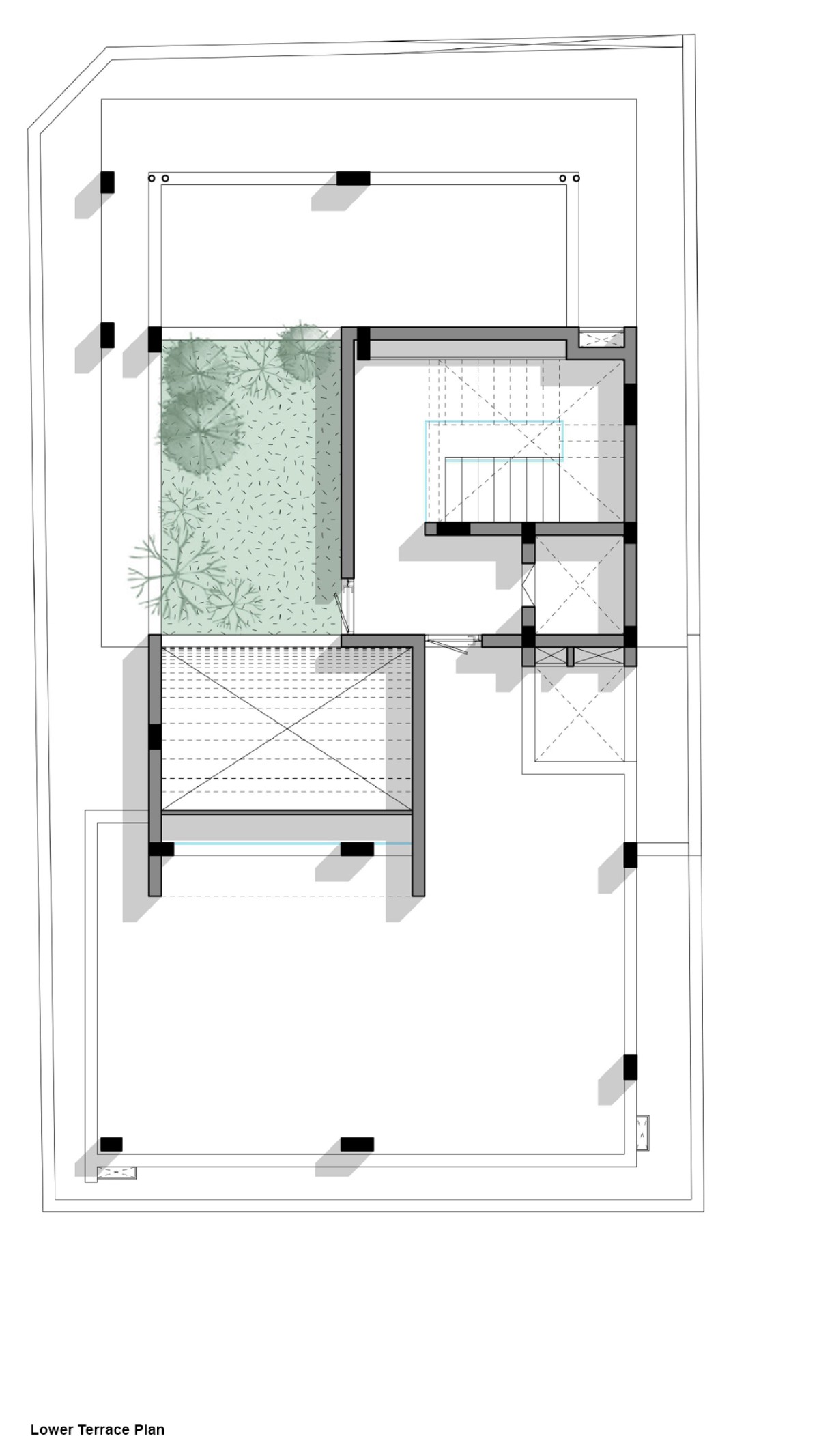 Lower Terrace Plan of One Ground Home by Shanmugam Associates