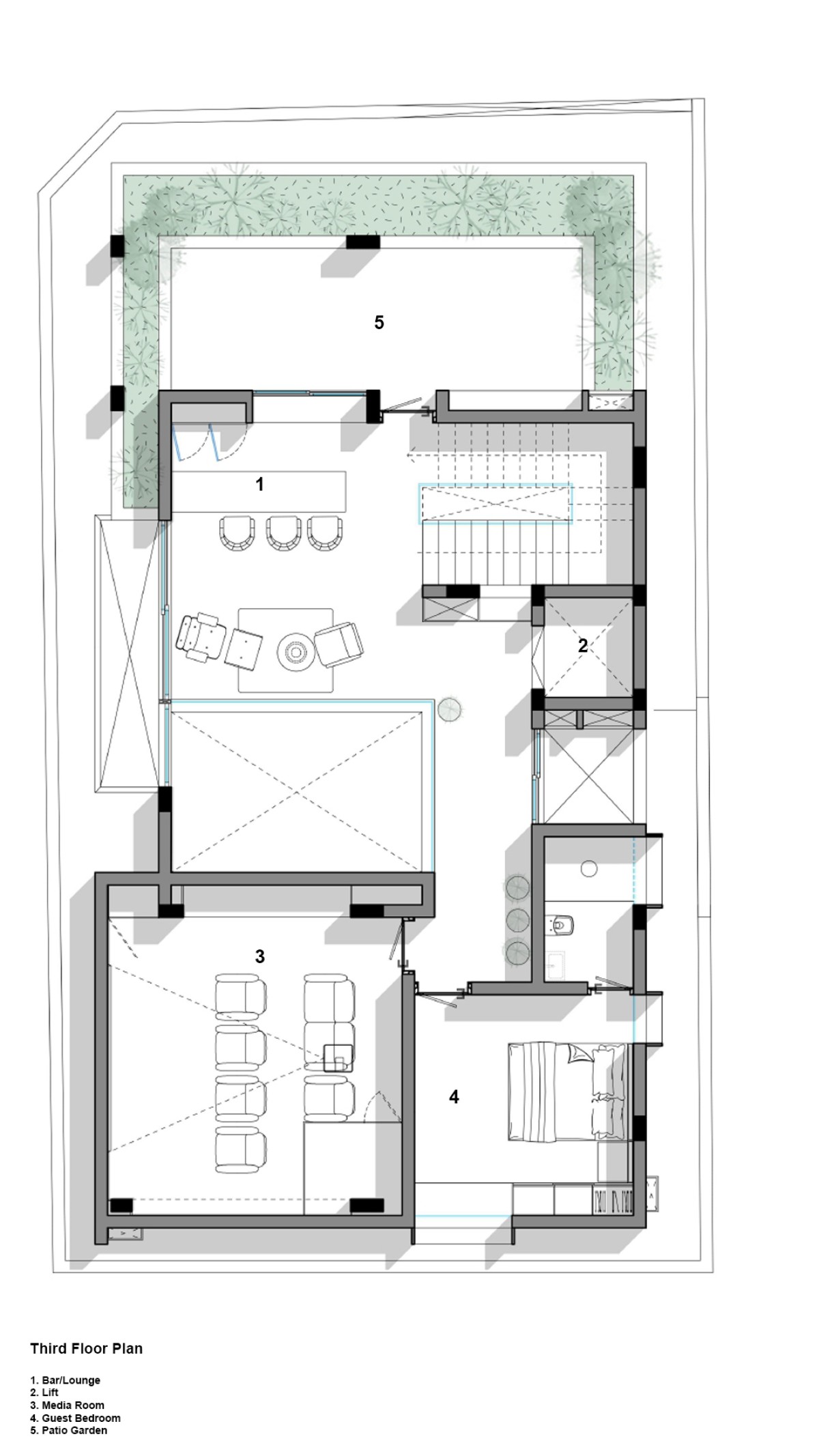 Second Floor Plan of One Ground Home by Shanmugam Associates