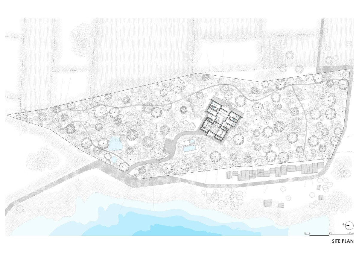 Site Plan of A Farmhouse At Mahiravani by Environ Planners