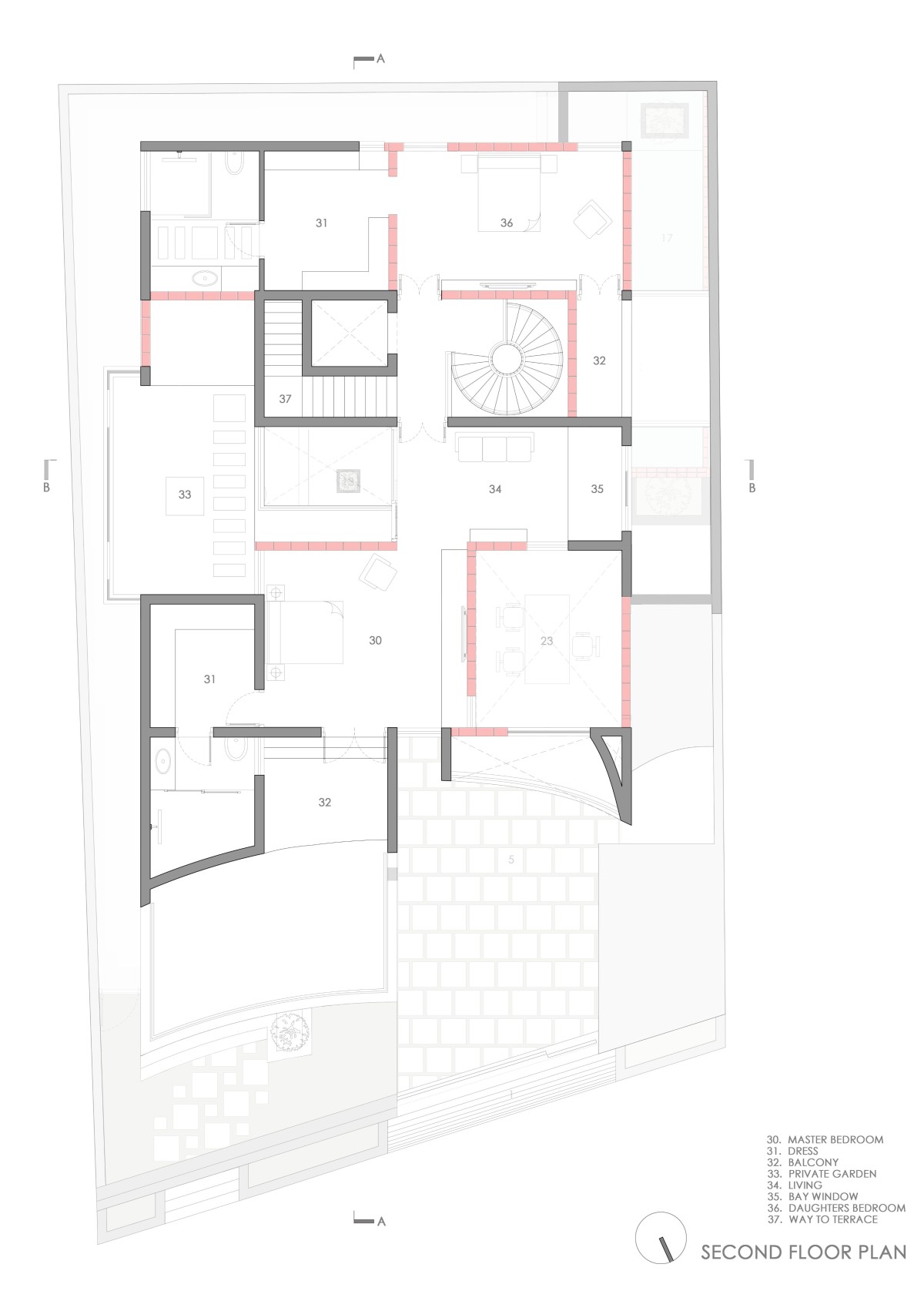 Second Floor Plan of House 1 by Thenappan Architects